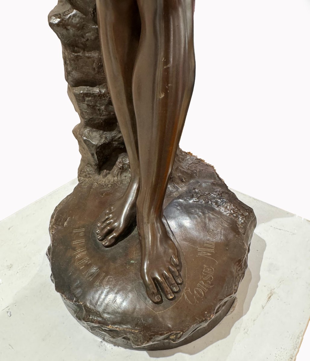 Odoardo Tabacchi (1831 - 1905), “tuffolina,” Bronze Sculpture, 1886-photo-6