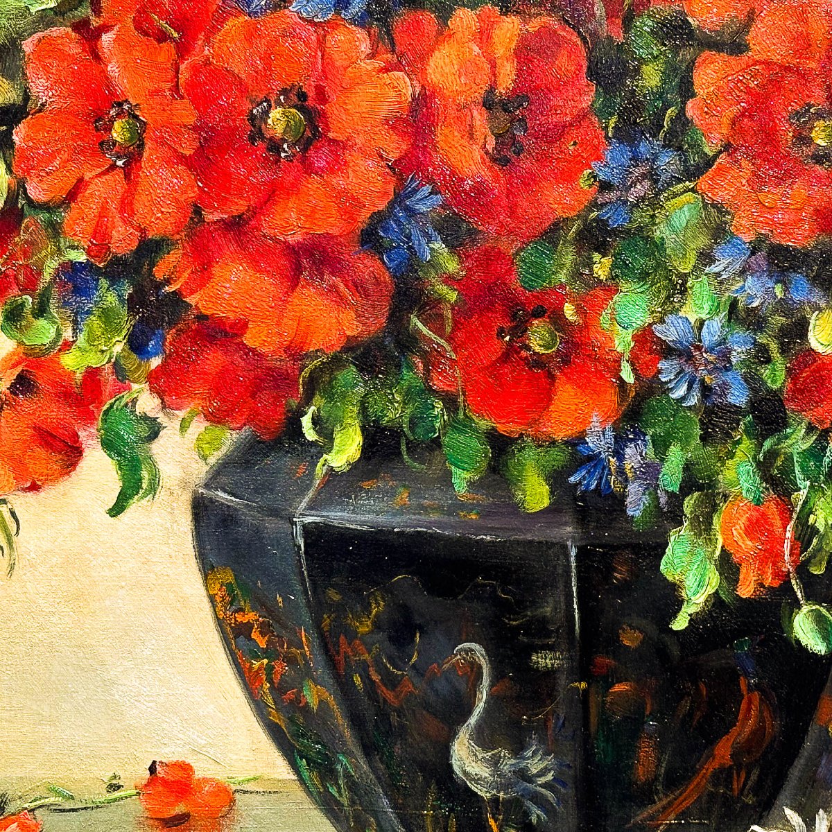 Alfio Paolo Graziani, "vase Of Flowers," Oil On Canvas, 1900s Era-photo-2