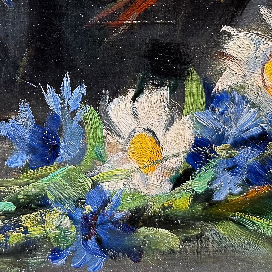 Alfio Paolo Graziani, "vase Of Flowers," Oil On Canvas, 1900s Era-photo-5