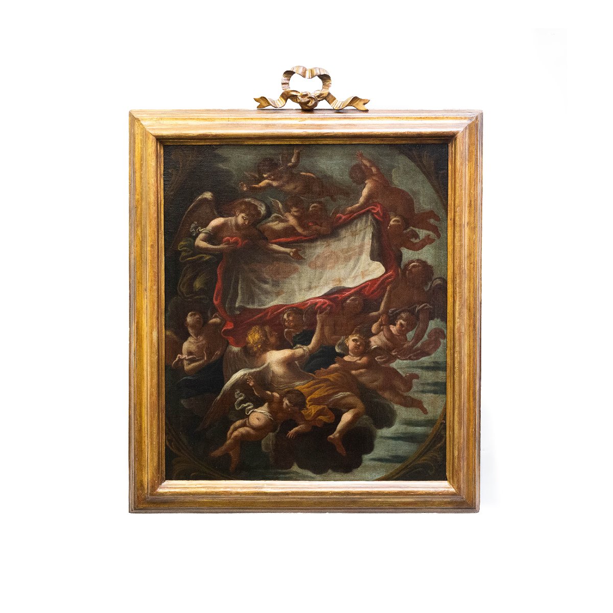 « Gloire Des Anges Avec Le Saint Voile », Huile Sur Toile, XVIIe Siècle-photo-4