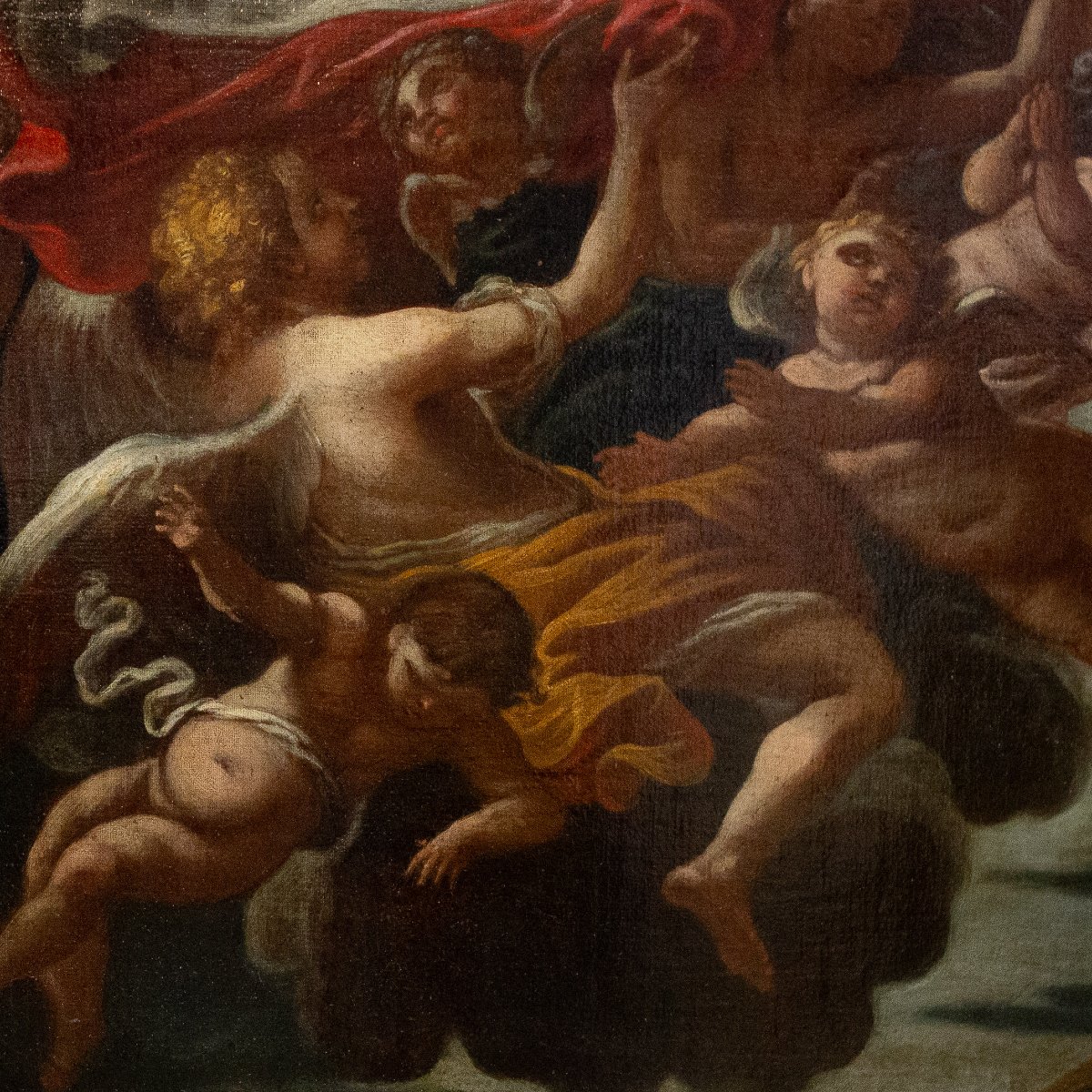 « Gloire Des Anges Avec Le Saint Voile », Huile Sur Toile, XVIIe Siècle-photo-3