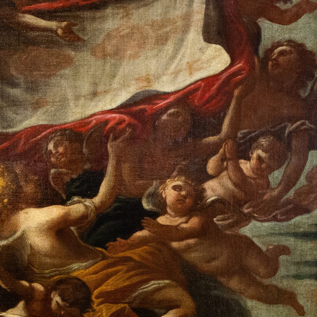 « Gloire Des Anges Avec Le Saint Voile », Huile Sur Toile, XVIIe Siècle-photo-5