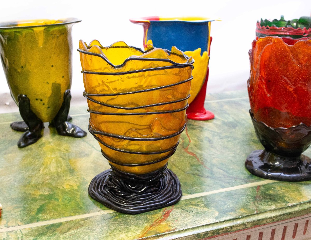 Gaetano Pesce Pour Fish Design, Ensemble De 8 Vases, 1995, Signé-photo-5