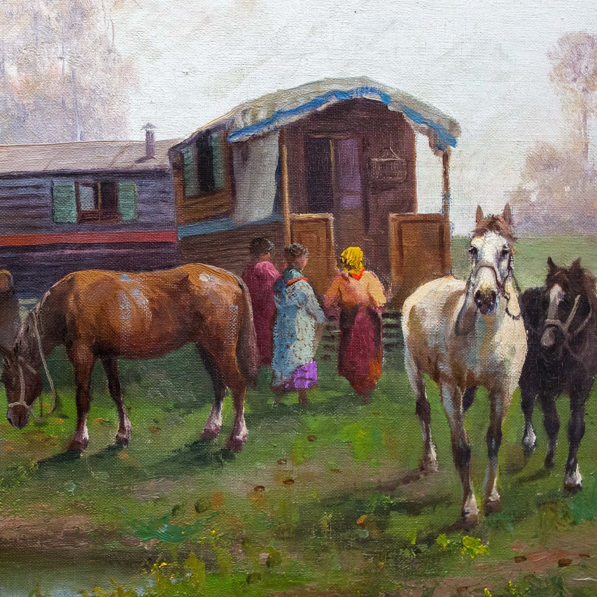 Leonardo Roda, « Nomades », Huile Sur Toile, Signée, Début Du XXe Siècle-photo-4
