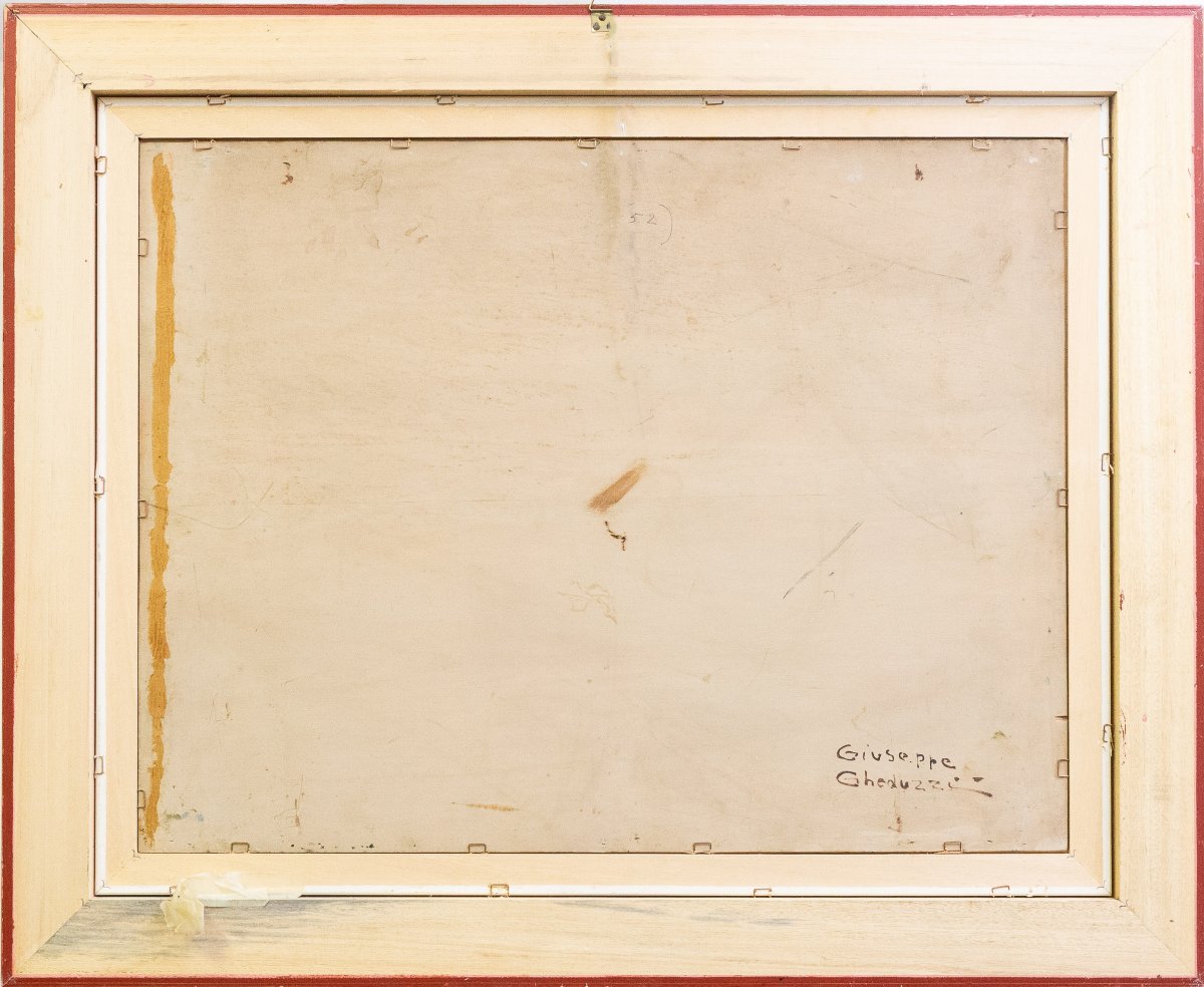 Giuseppe Gheduzzi, "Valtournenche", huile sur contreplaqué, époque 20e siècle-photo-7