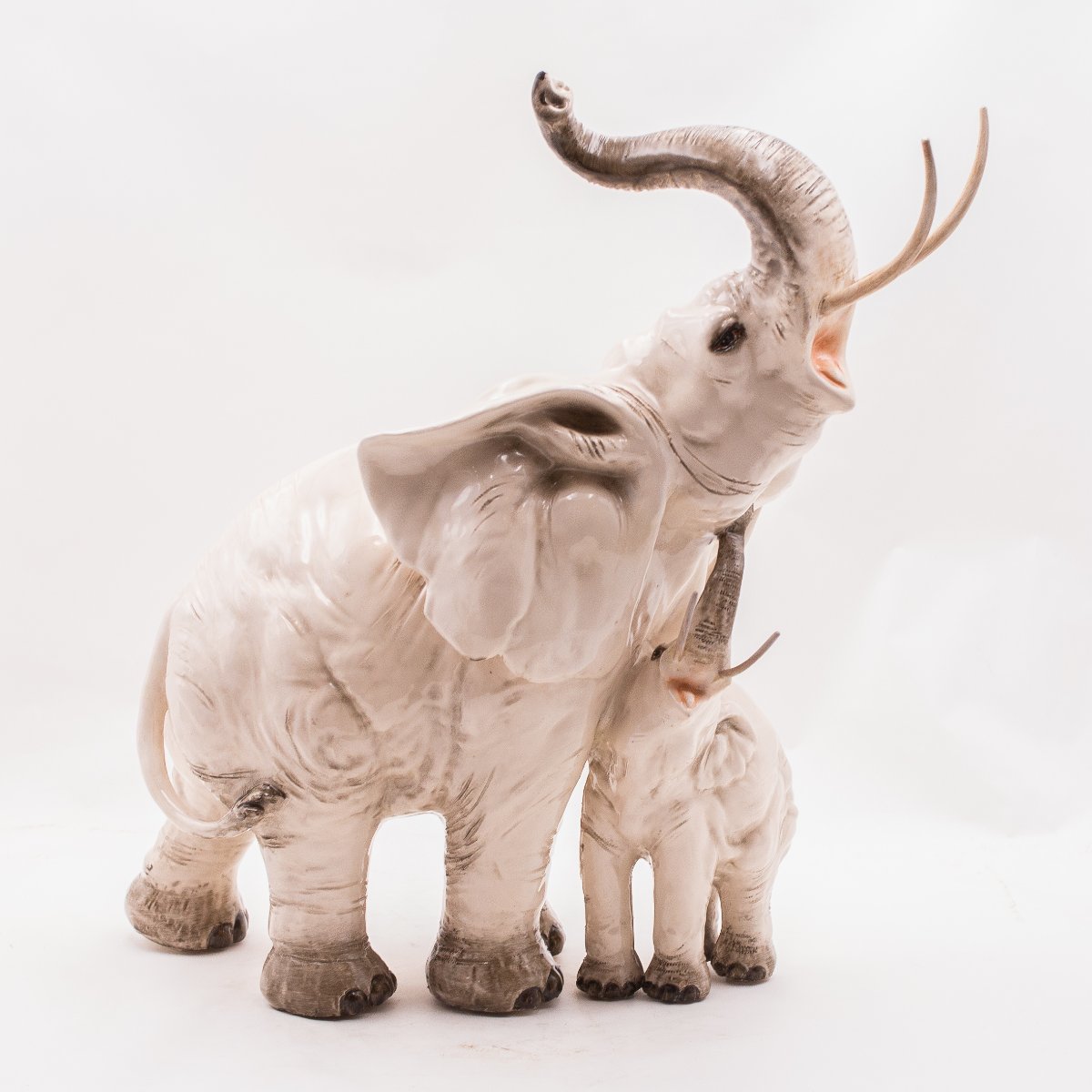 Bruno Tornati For Cacciapuoti, Majolica Terracotta Sculpture, "family Of Elephants," 1950s-photo-2