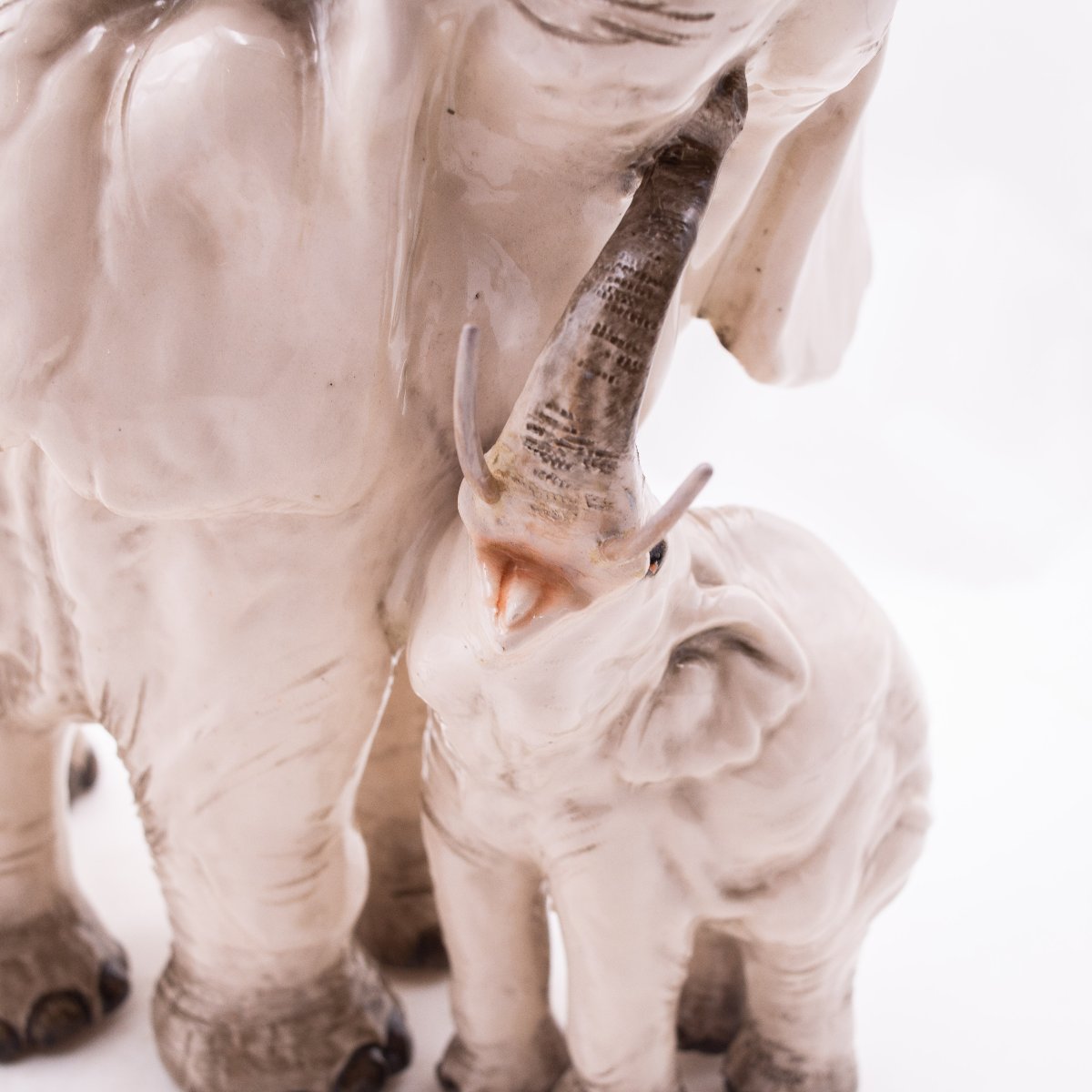 Bruno Tornati For Cacciapuoti, Majolica Terracotta Sculpture, "family Of Elephants," 1950s-photo-3