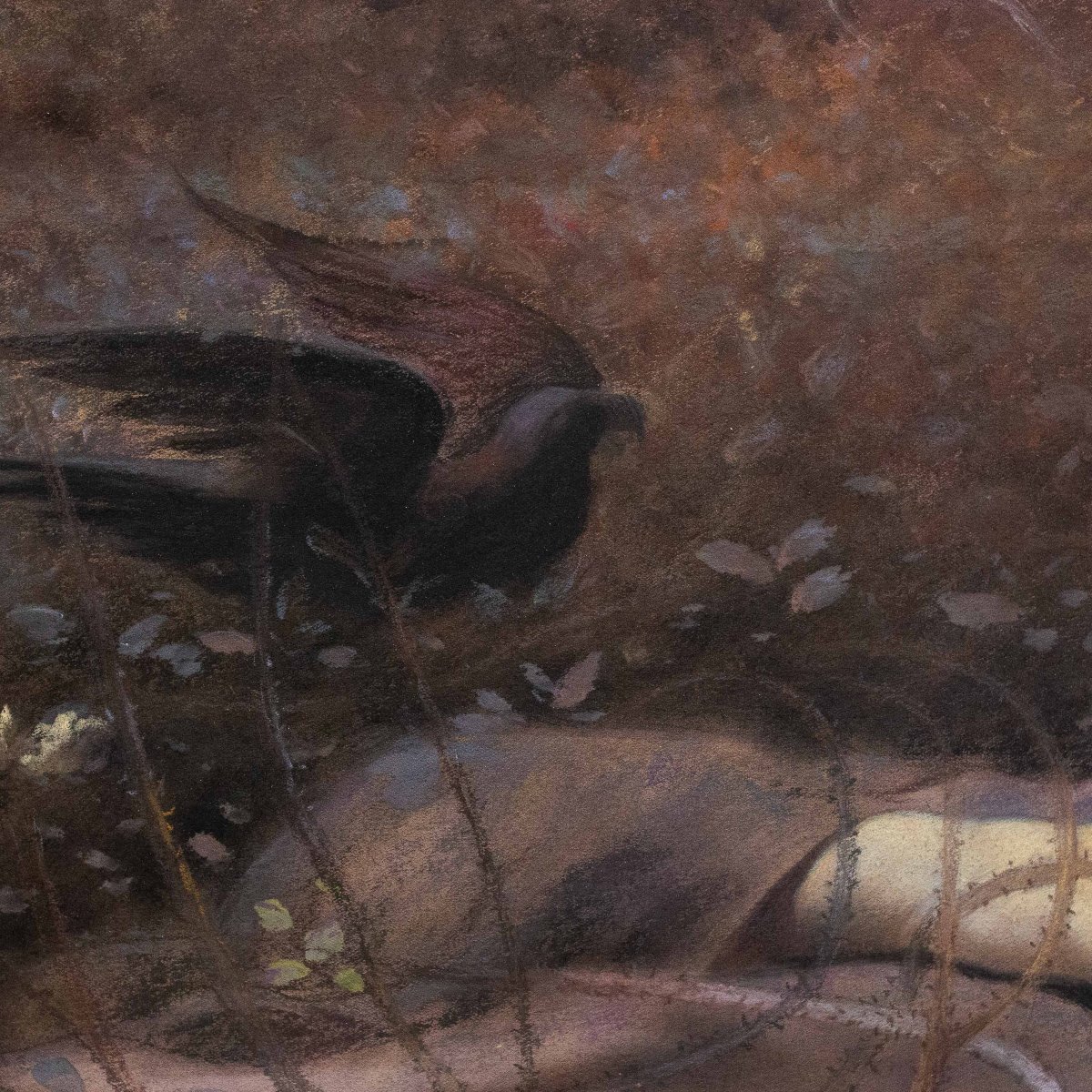 From E. R. Hughes, "oh, What's That In The Hollow ?" Early 1900s, Pastel On Paper, Signed-photo-2