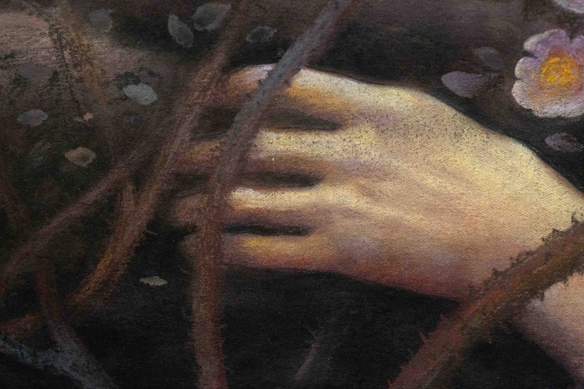 From E. R. Hughes, "oh, What's That In The Hollow ?" Early 1900s, Pastel On Paper, Signed-photo-6