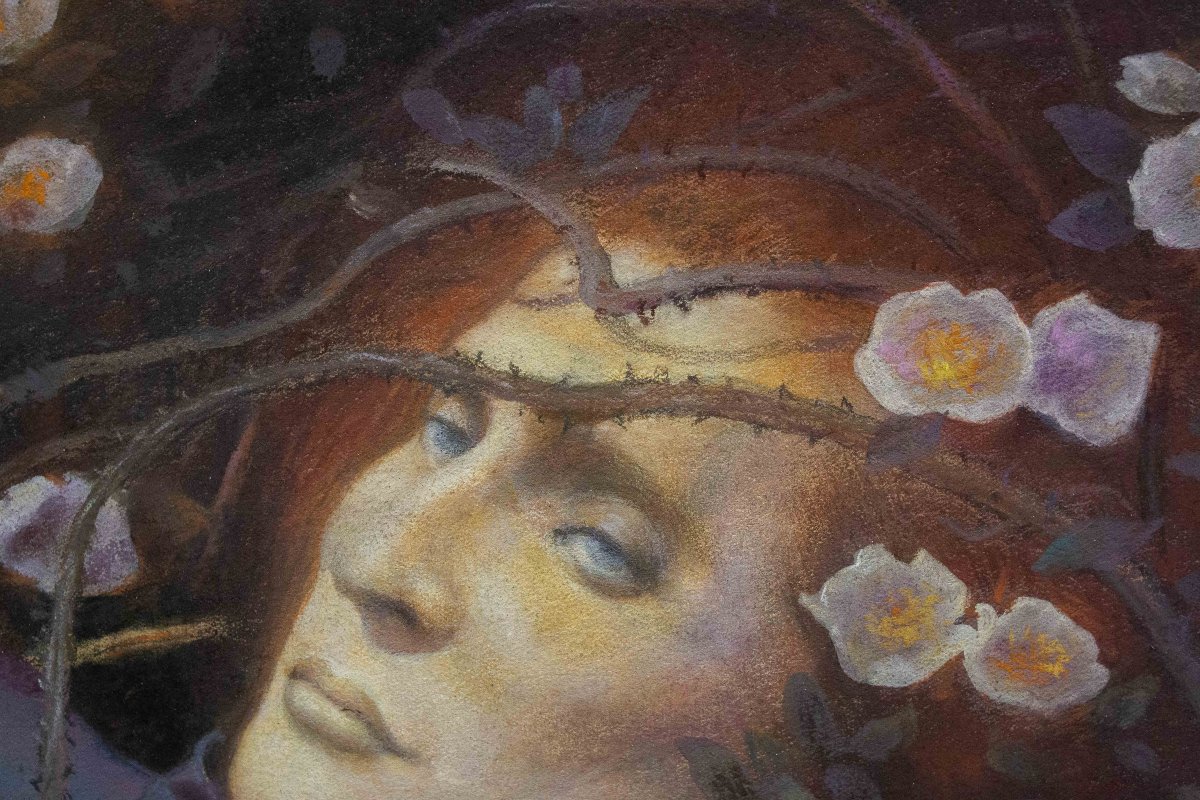 From E. R. Hughes, "oh, What's That In The Hollow ?" Early 1900s, Pastel On Paper, Signed-photo-7
