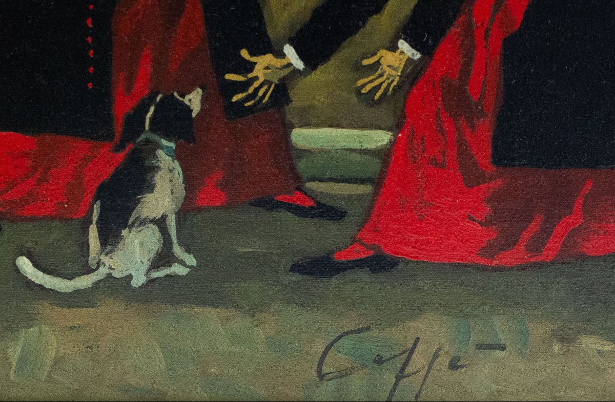 Nino Caffè, « Aux Jardins Du Vatican », Huile Sur Toile, Signée, 1970-photo-4
