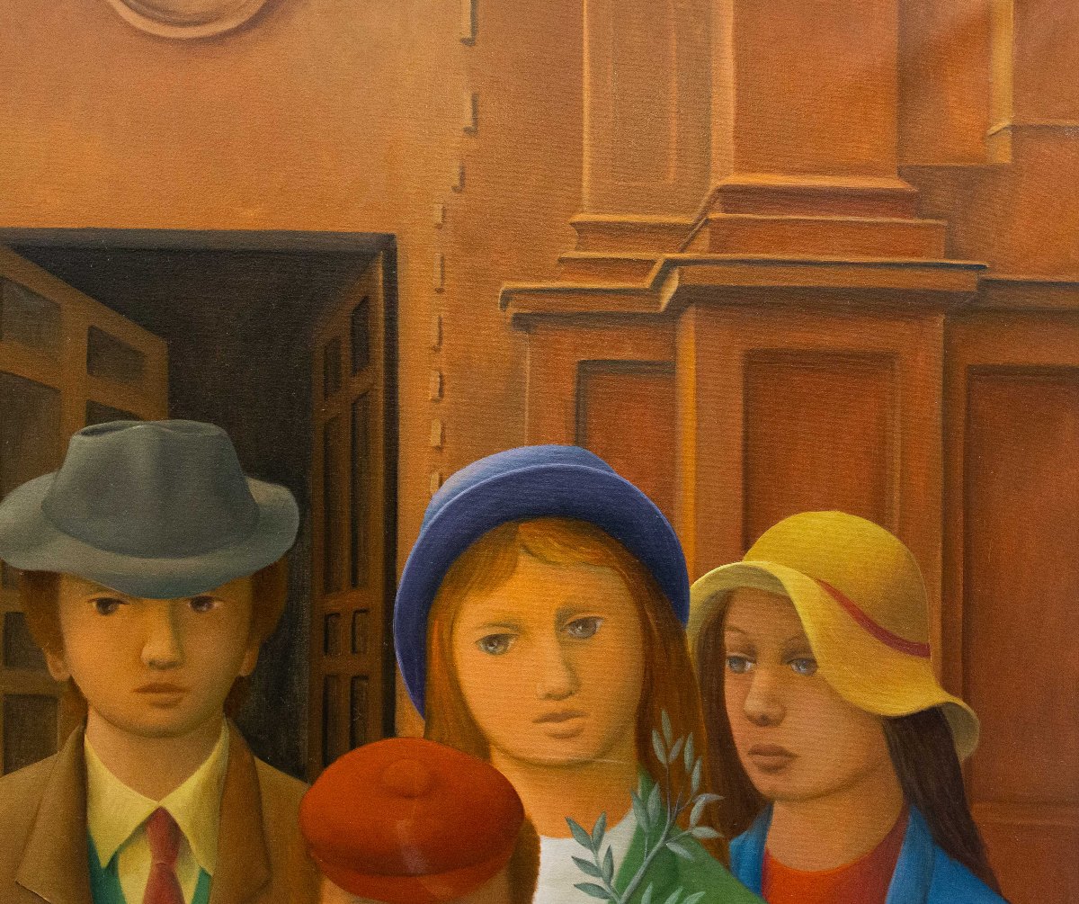 Roberto Masi, "palm Sunday," Oil On Canvas, 1900s Era-photo-3