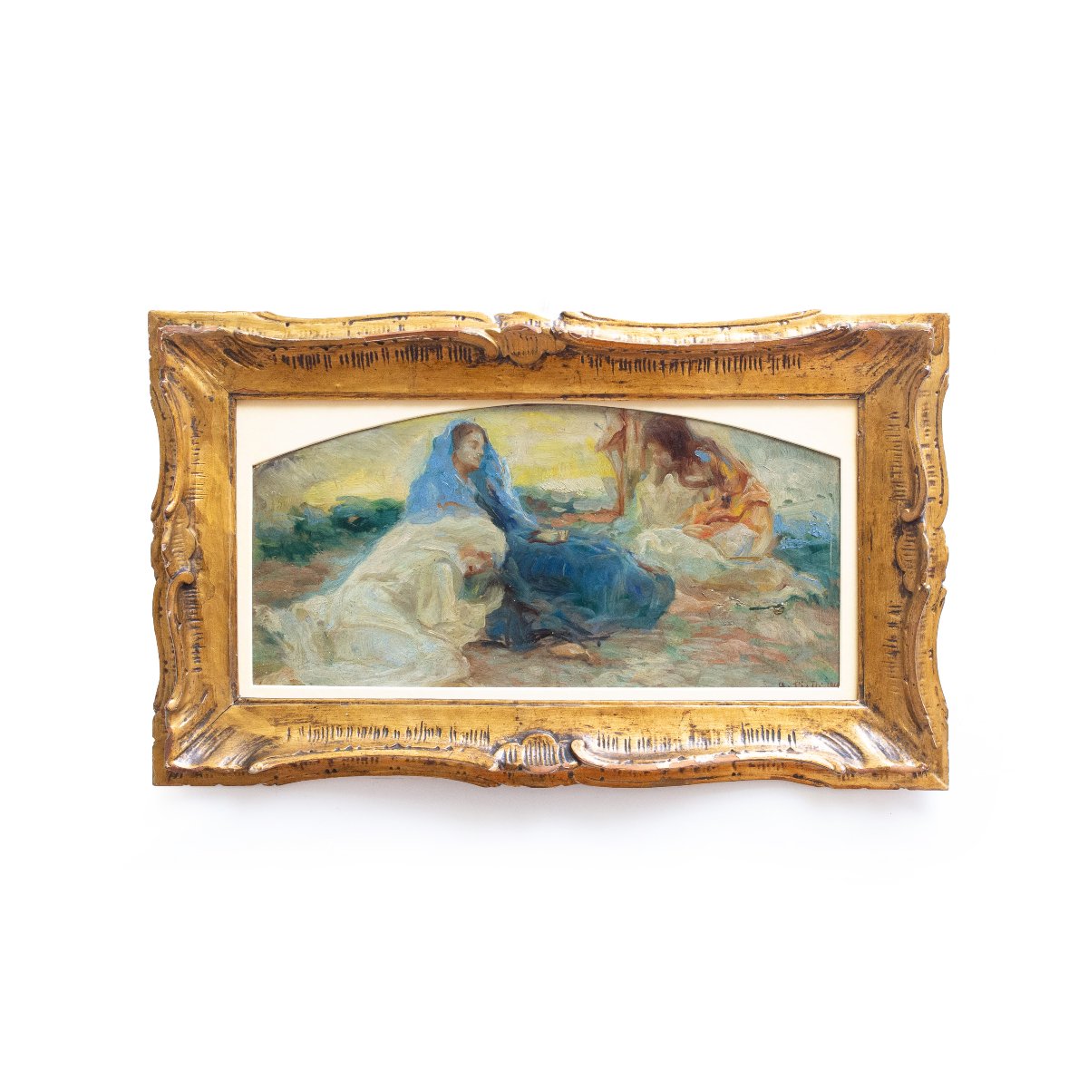 Antonio Piatti, “stabat Mater,” Oil On Cardboard, Signed, 1918-photo-4