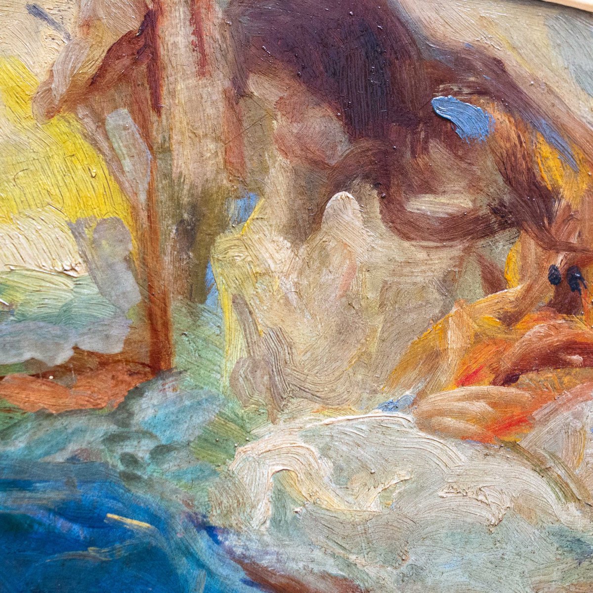 Antonio Piatti, “stabat Mater,” Oil On Cardboard, Signed, 1918-photo-3