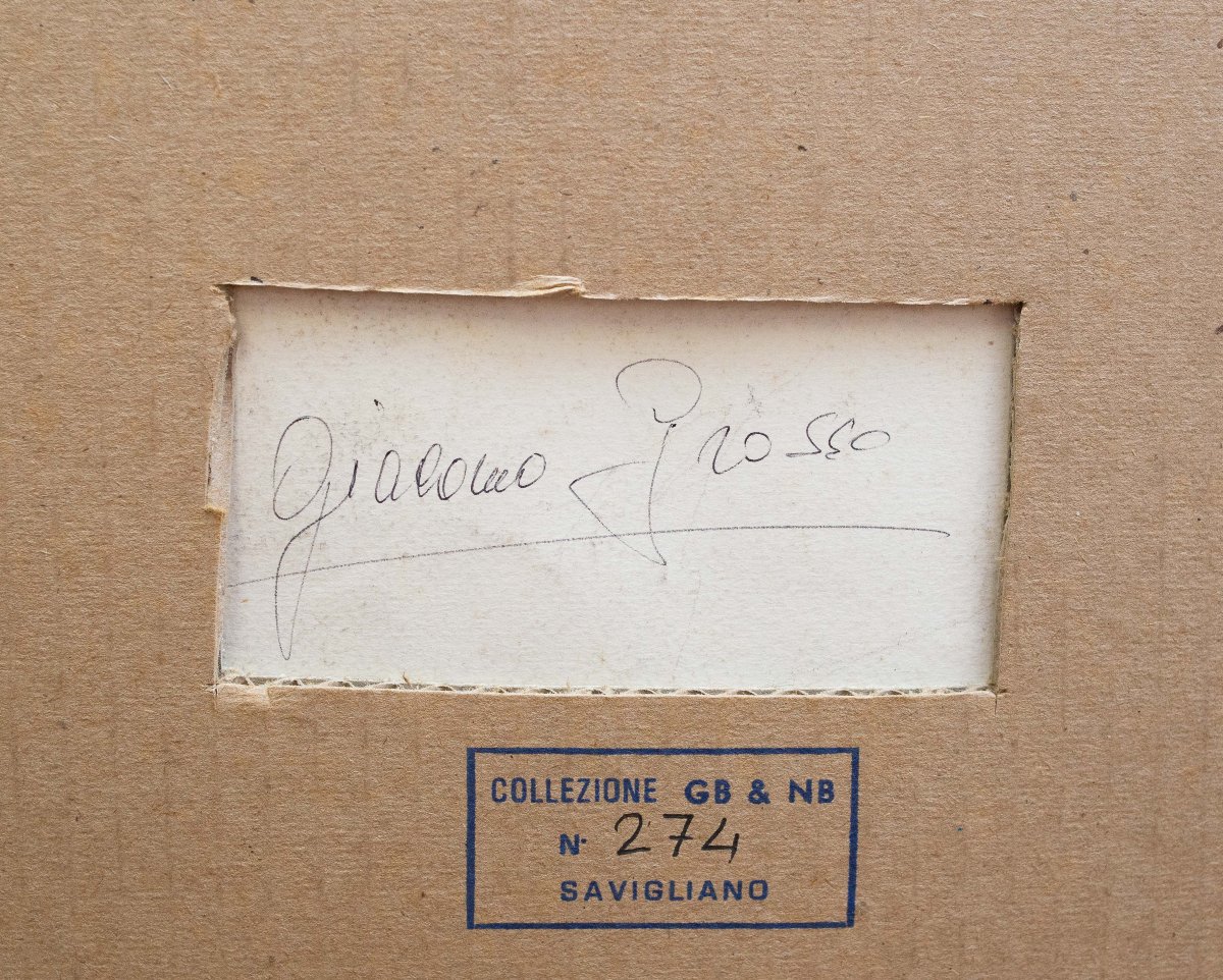 Giacomo Grosso, "self-portrait," Charcoal On Paper, Signed, Late 1920s-photo-3