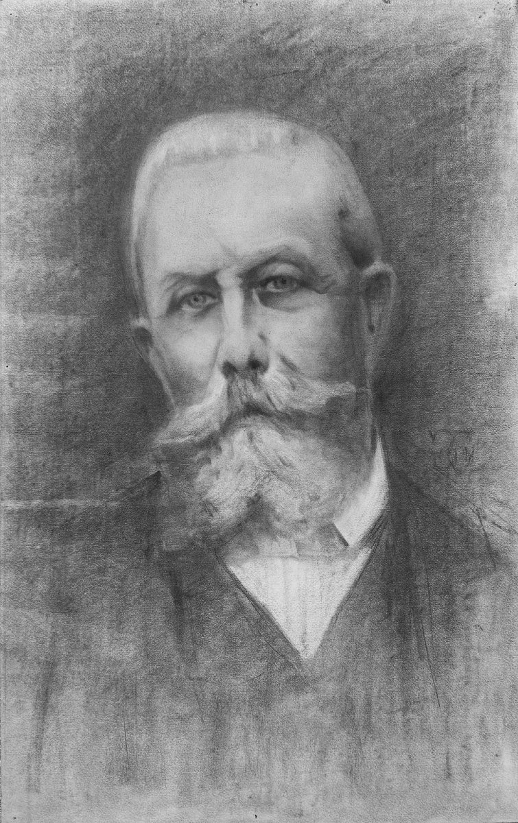 Giacomo Grosso, "self-portrait," Charcoal On Paper, Signed, Late 1920s-photo-2