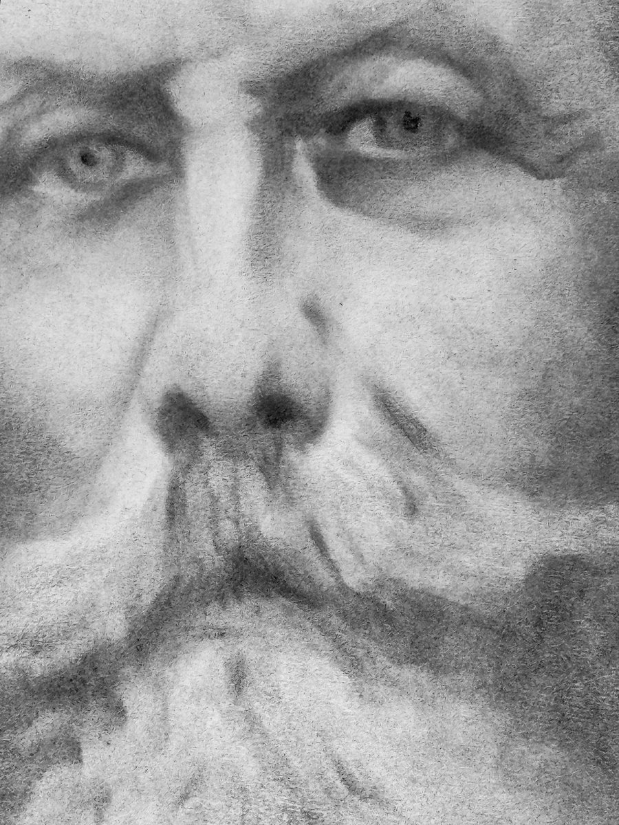 Giacomo Grosso, "self-portrait," Charcoal On Paper, Signed, Late 1920s-photo-3
