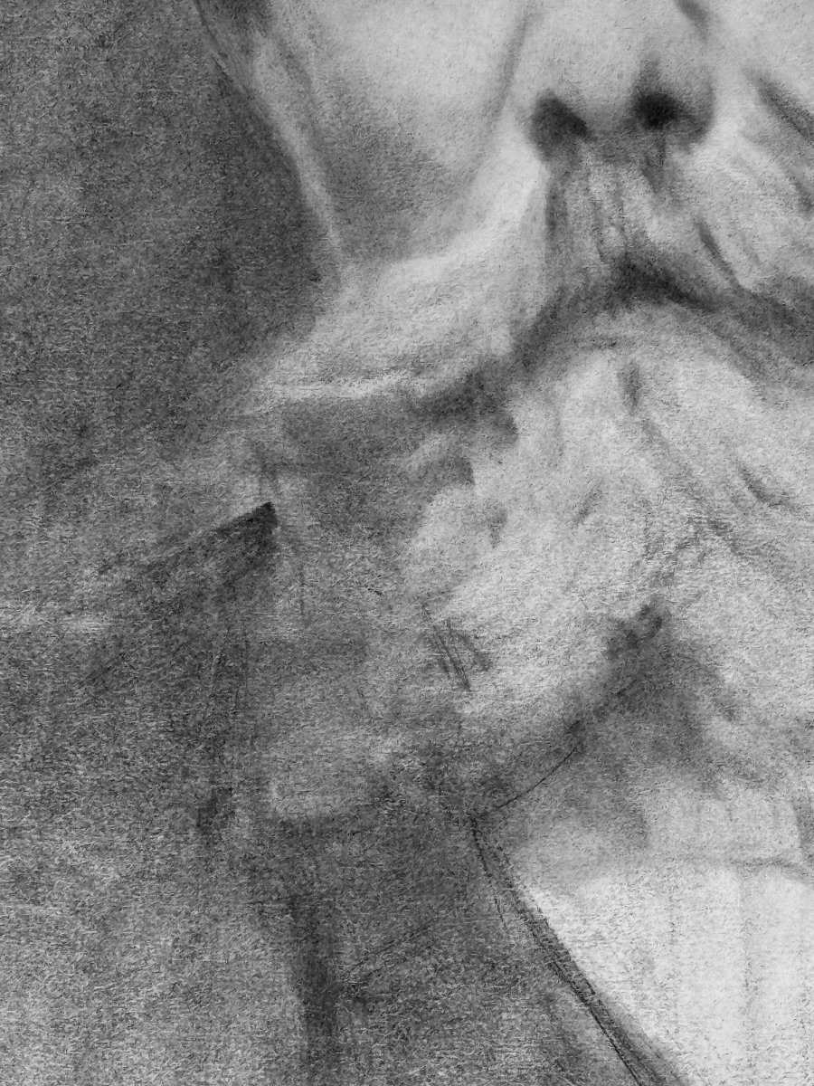 Giacomo Grosso, "self-portrait," Charcoal On Paper, Signed, Late 1920s-photo-5