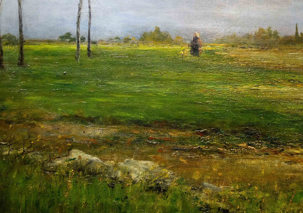 Emilia Ferrettini Rossotti, “between Lights And Clouds,” Oil On Canvas, Signed, 1897-photo-4