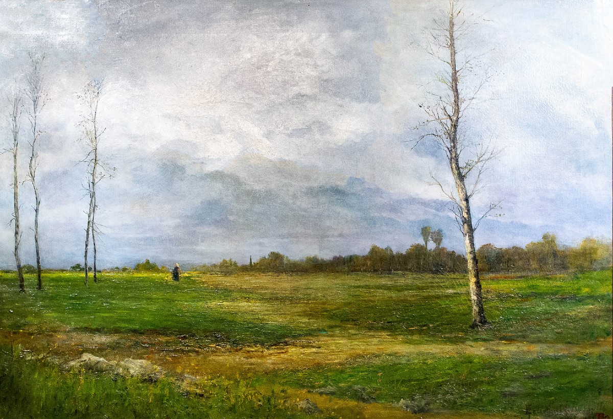 Emilia Ferrettini Rossotti, “between Lights And Clouds,” Oil On Canvas, Signed, 1897