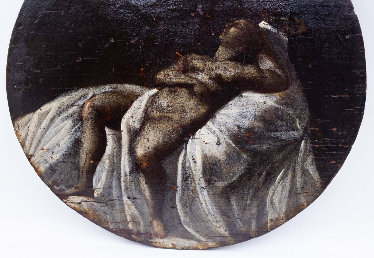 Mary Magdalene Sleeping, Oil On Panel, 17th Century Era-photo-1
