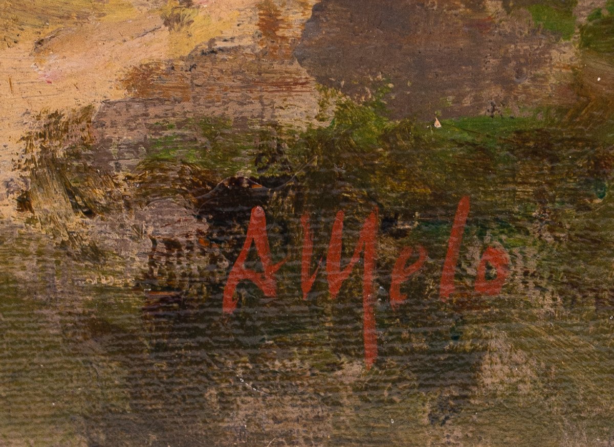 Antonio Milone, "La lavandière", huile sur toile, années 1940-photo-3