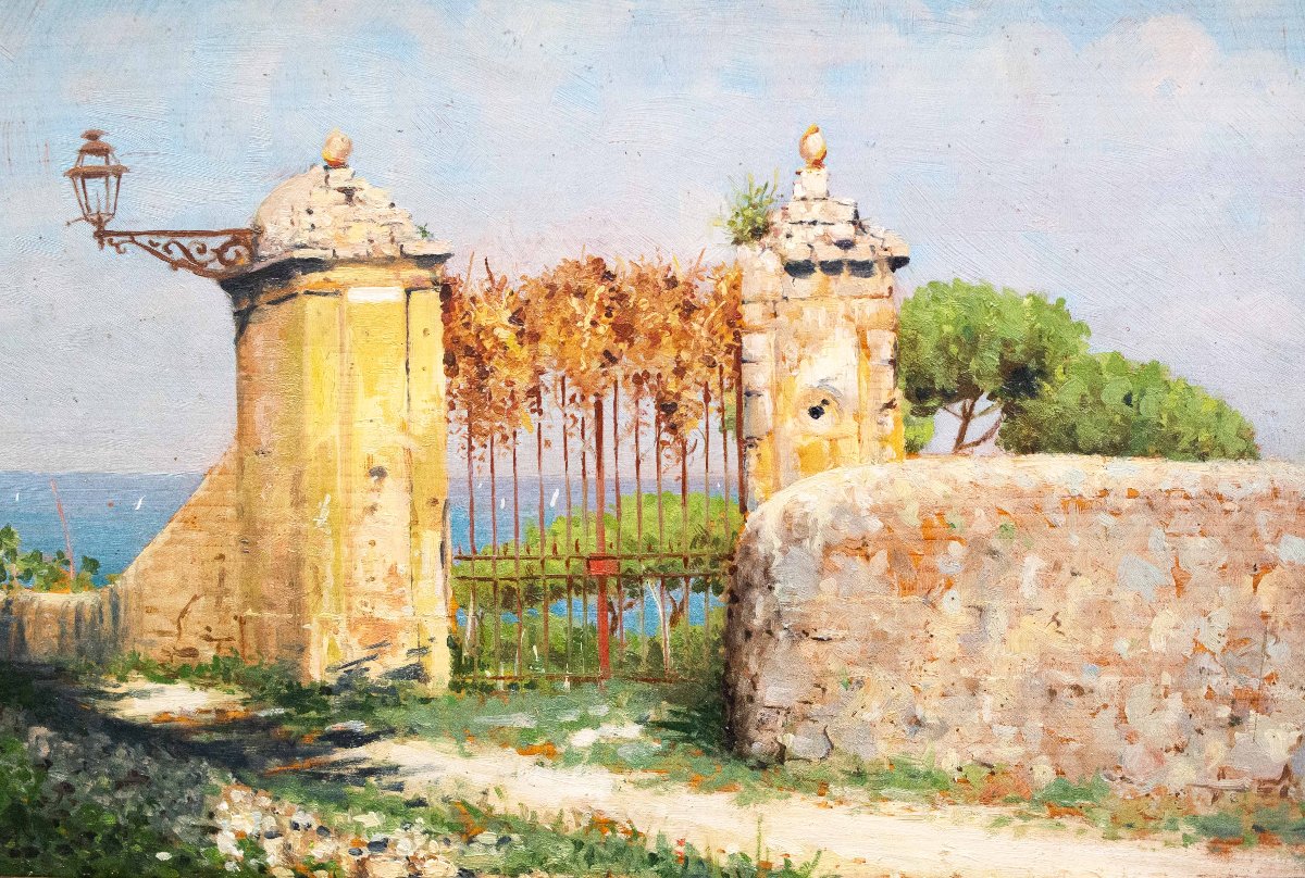 Ciro Denza, Series Of Four Coastal Views And Landscapes, Oil On Panel, Late 19th - Early 20th -photo-2