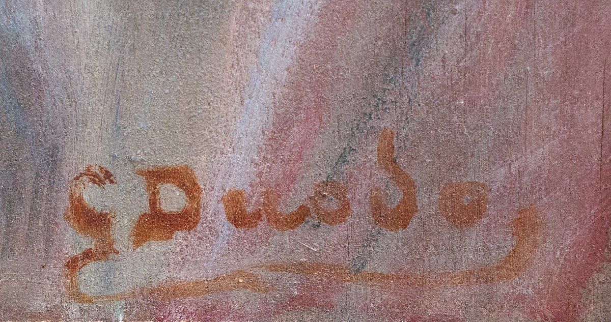 Giuseppe Duodo, Vierge à l'enfant, huile sur panneau, début du 20e siècle-photo-3