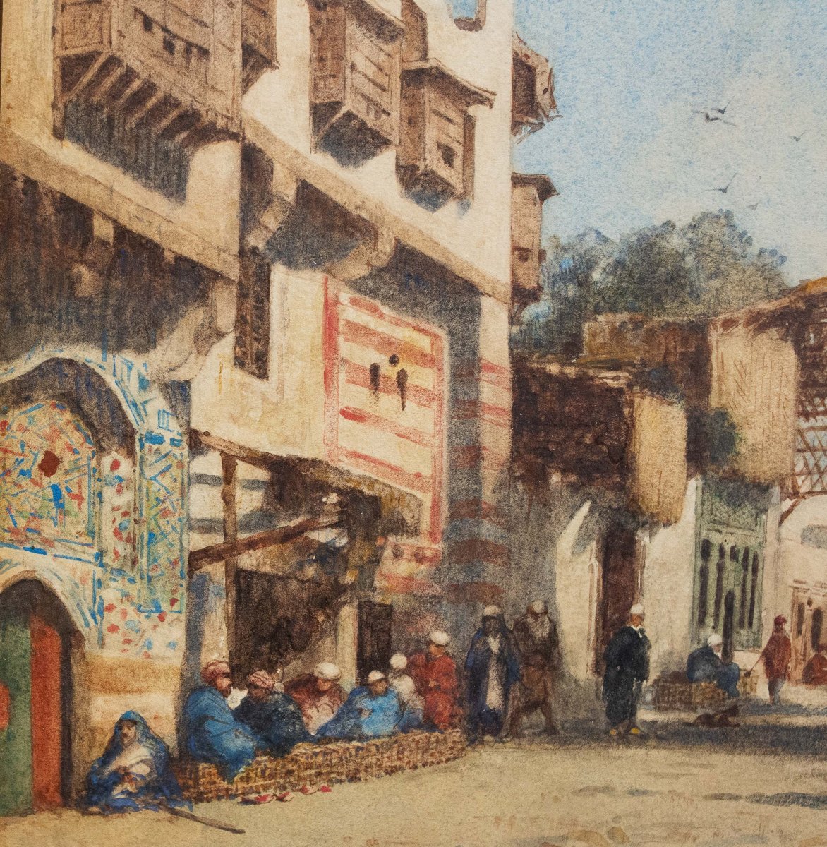 Alberto Pasini, « Vue orientaliste », aquarelle sur papier, époque du XIXe siècle-photo-4