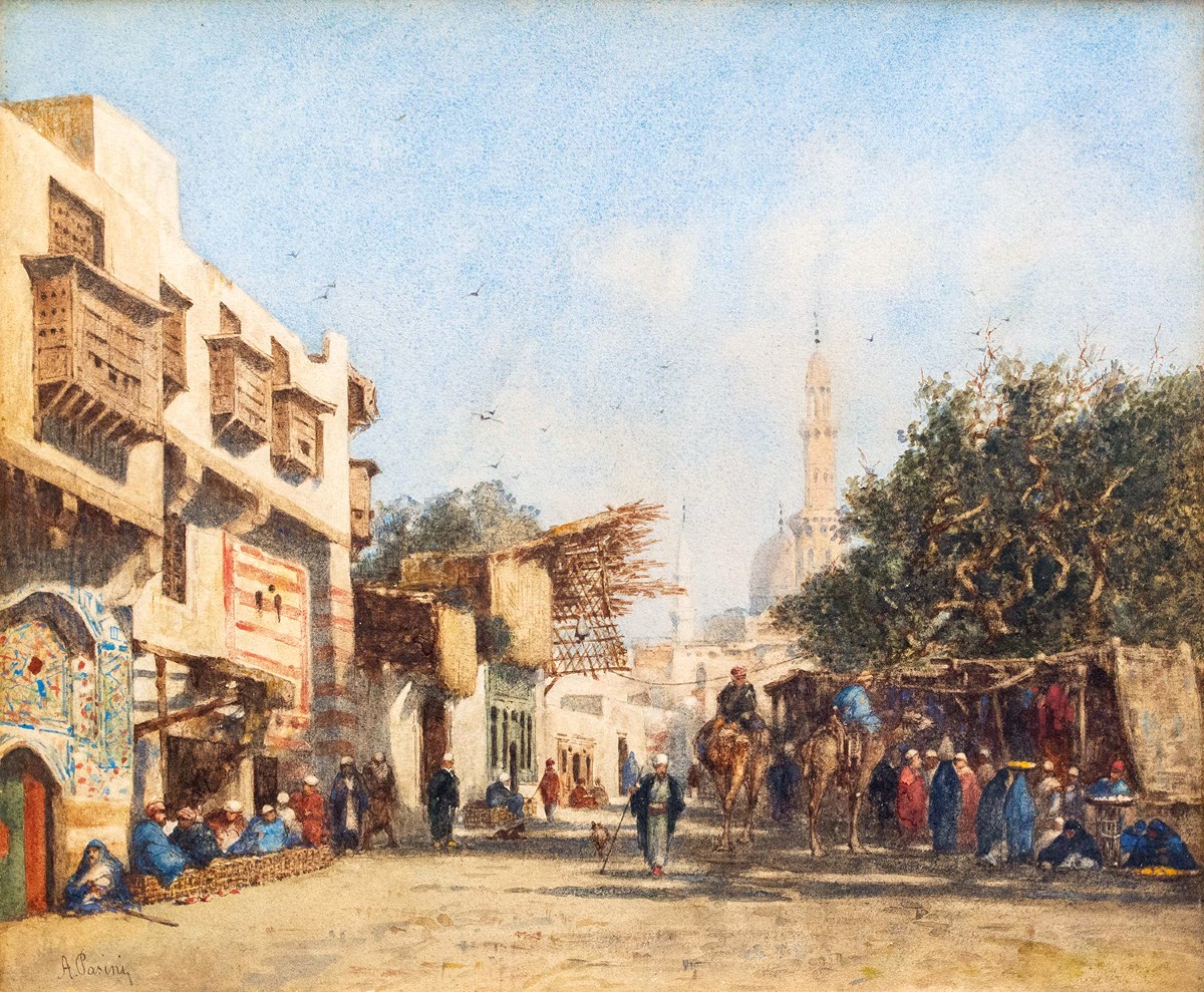 Alberto Pasini, « Vue orientaliste », aquarelle sur papier, époque du XIXe siècle