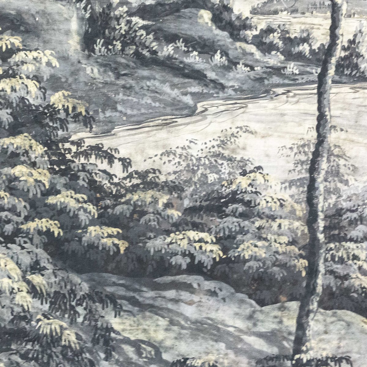 Vue de paysage ancien, détrempe sur papier, début du XIXe siècle-photo-1
