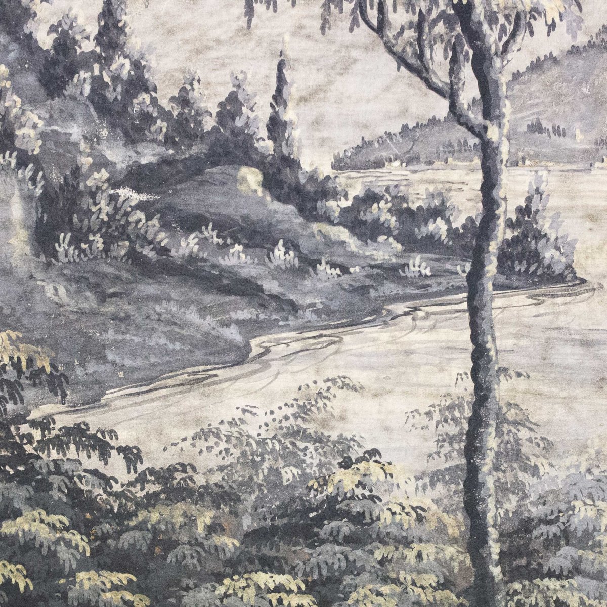 Vue de paysage ancien, détrempe sur papier, début du XIXe siècle-photo-4