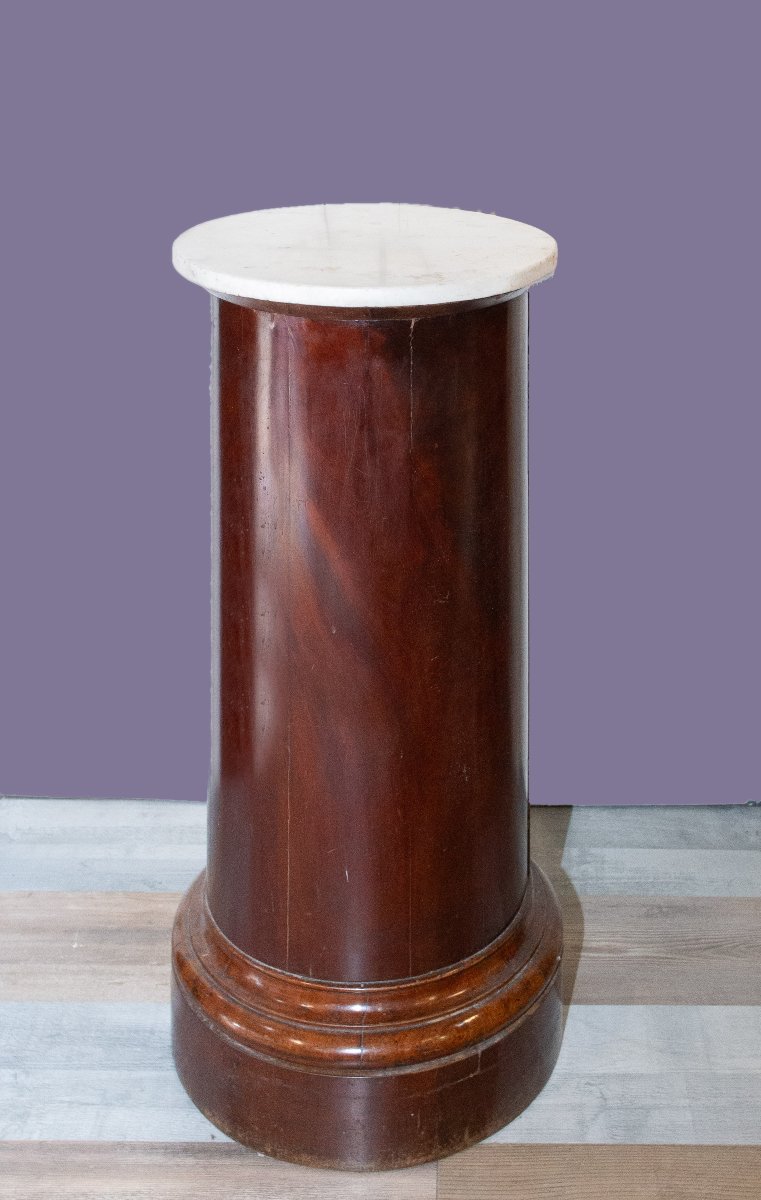 Pair Of Column Bedside Tables, Mahogany, Epoch 19th Century-photo-3