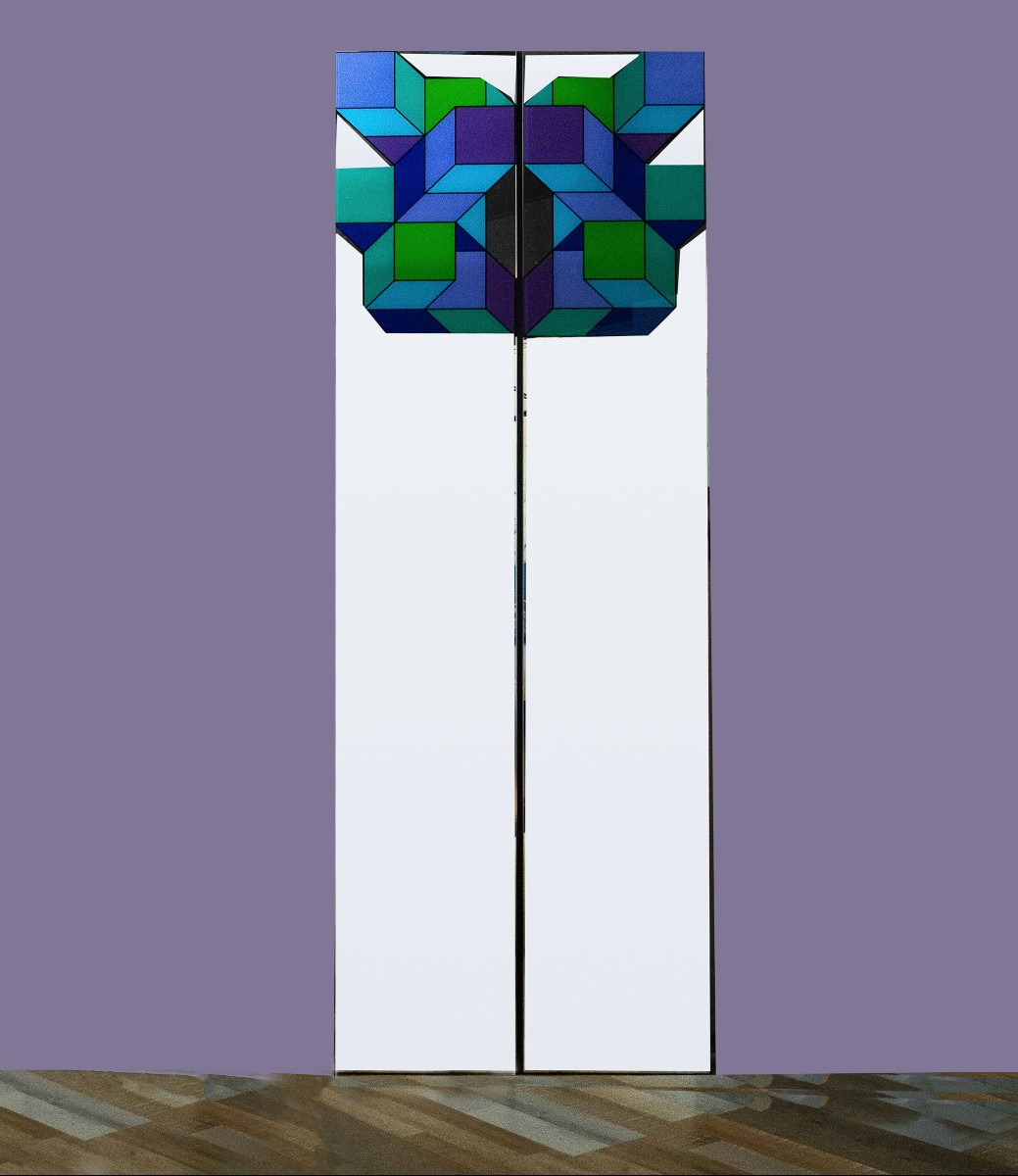 Mirror With Geometric Designs In The Style Of Achille Perilli, 1970s