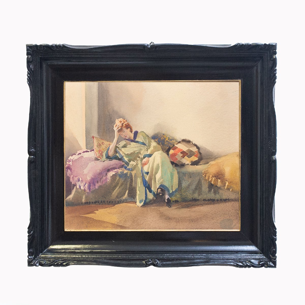 Aurelio Craffonara, « Méditation », aquarelle sur papier, XXe siècle-photo-2