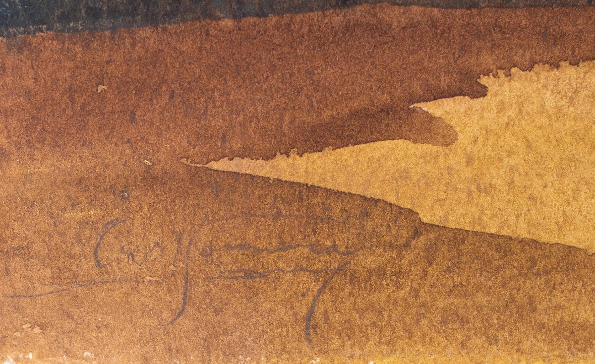 Aurelio Craffonara, « Méditation », aquarelle sur papier, XXe siècle-photo-4