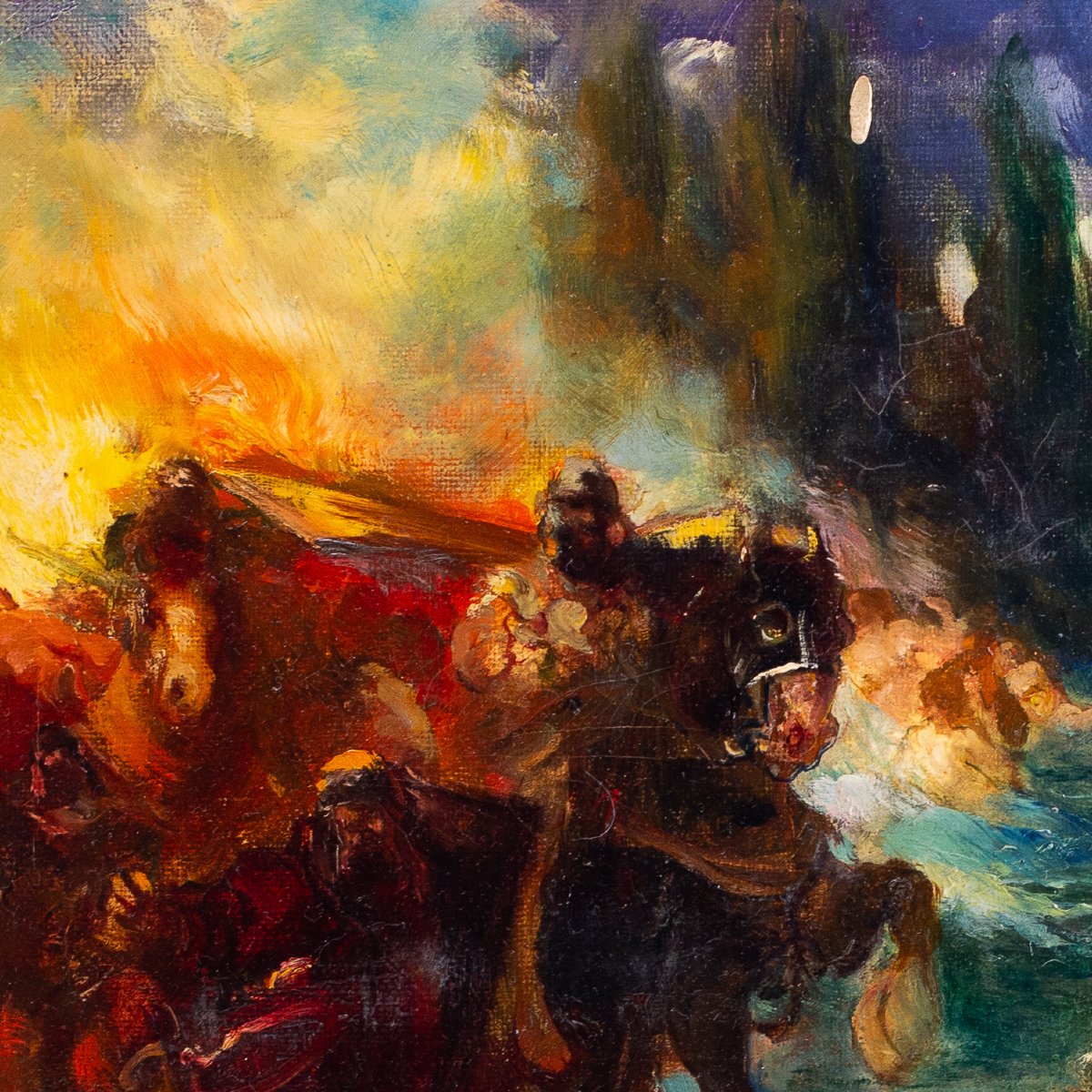 Giuseppe Rivaroli, "Scène mythologique", huile sur toile, signée, époque 1900-photo-1