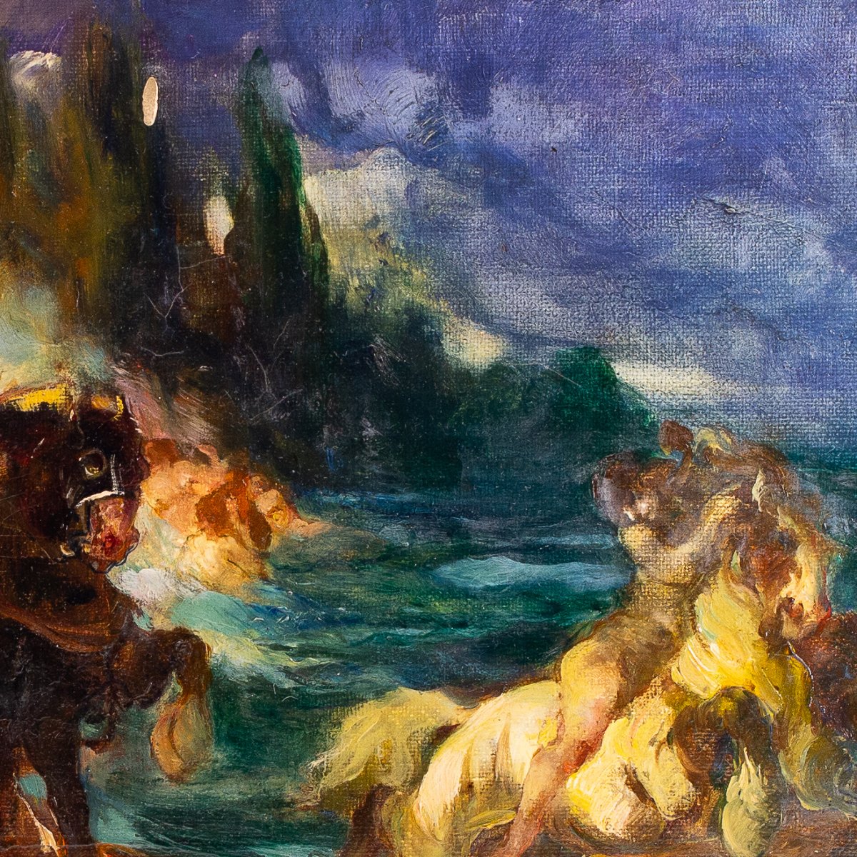 Giuseppe Rivaroli, "Scène mythologique", huile sur toile, signée, époque 1900-photo-2