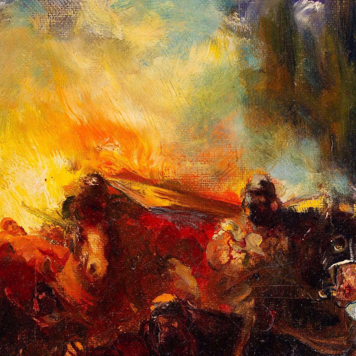 Giuseppe Rivaroli, "Scène mythologique", huile sur toile, signée, époque 1900-photo-3