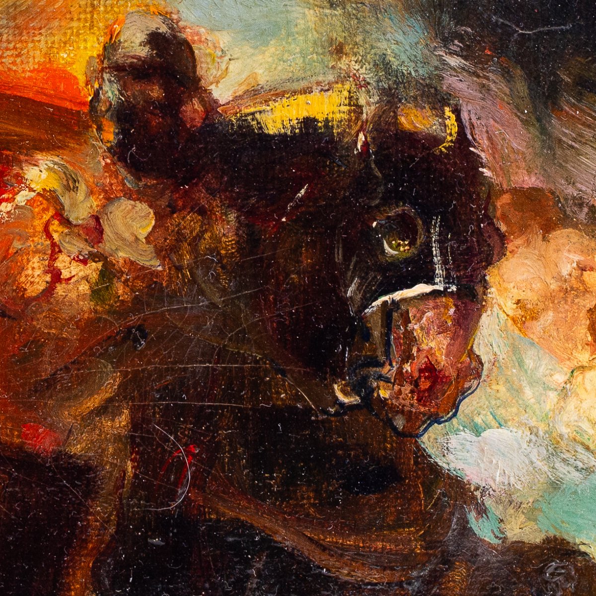 Giuseppe Rivaroli, "Scène mythologique", huile sur toile, signée, époque 1900-photo-4