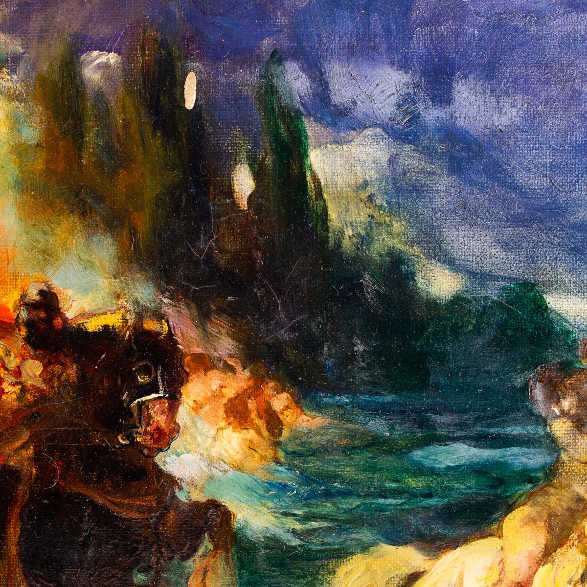 Giuseppe Rivaroli, "Scène mythologique", huile sur toile, signée, époque 1900-photo-5