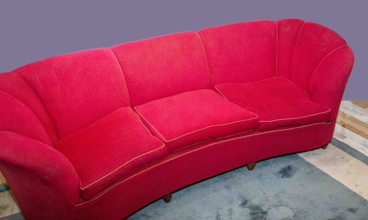 Salon en velours rouge, style Gio' Ponti, années 1950-photo-2