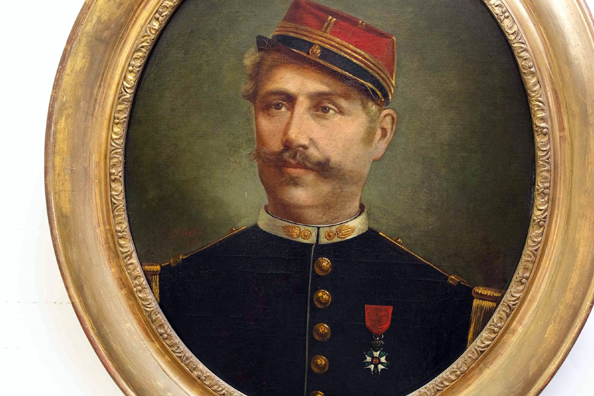 J. Abel, “portrait Of An Officer Of The Legion Of Honor,” Signed, Oil On Canvas, 1870-photo-3