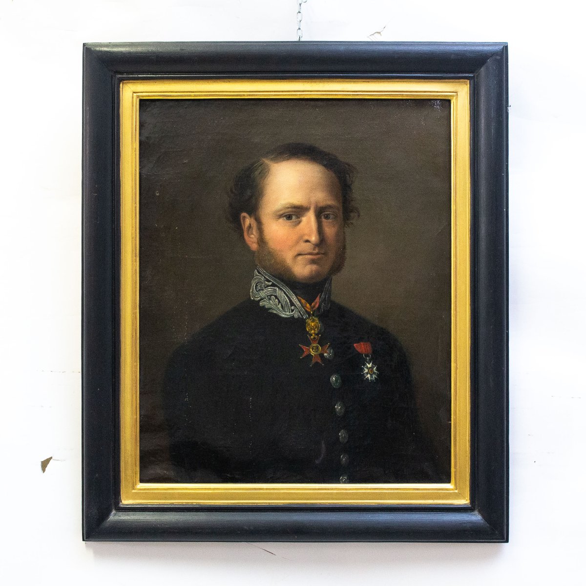 “gentleman With Papal Honors,” Oil On Canvas, 19th Century-photo-2