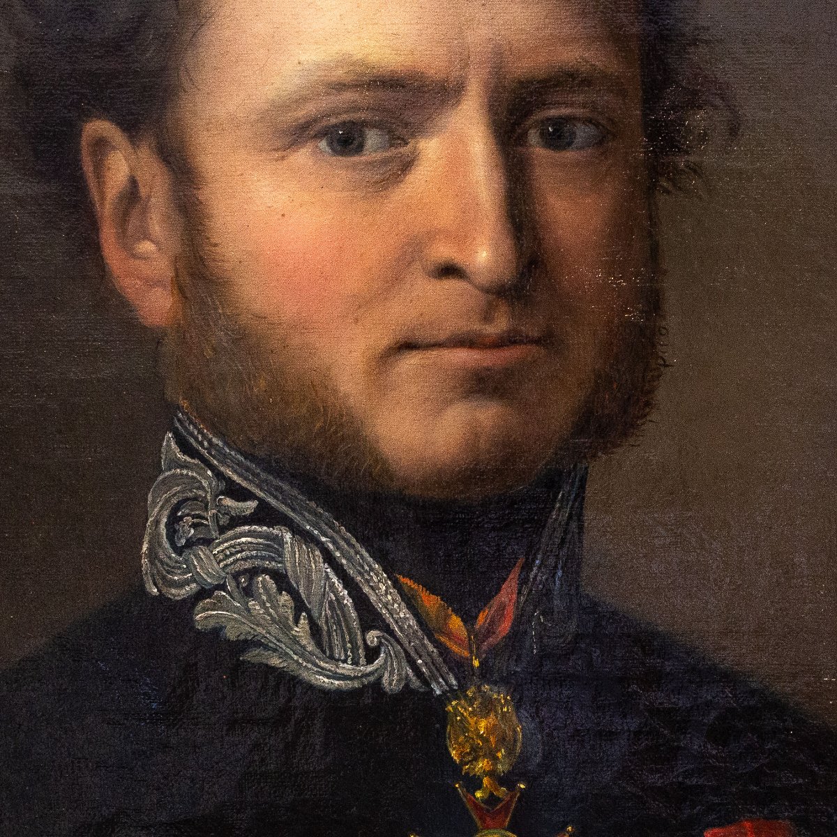 “gentleman With Papal Honors,” Oil On Canvas, 19th Century-photo-1