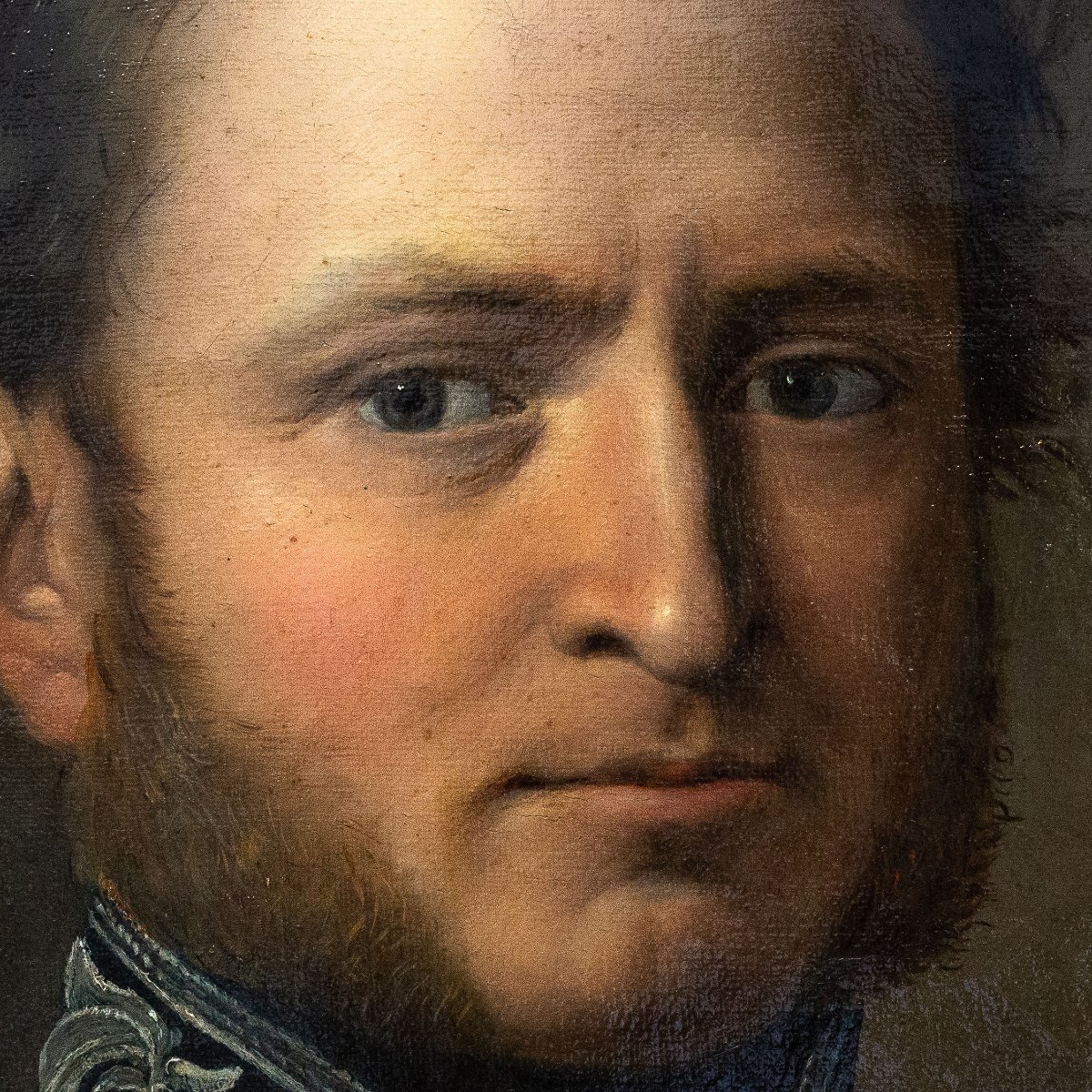 “gentleman With Papal Honors,” Oil On Canvas, 19th Century-photo-3