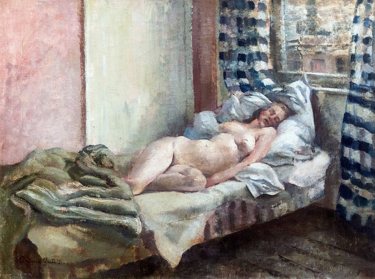 Andrea Gastaldi, “nude Woman,” Oil On Canvas, Signed, 19th Century