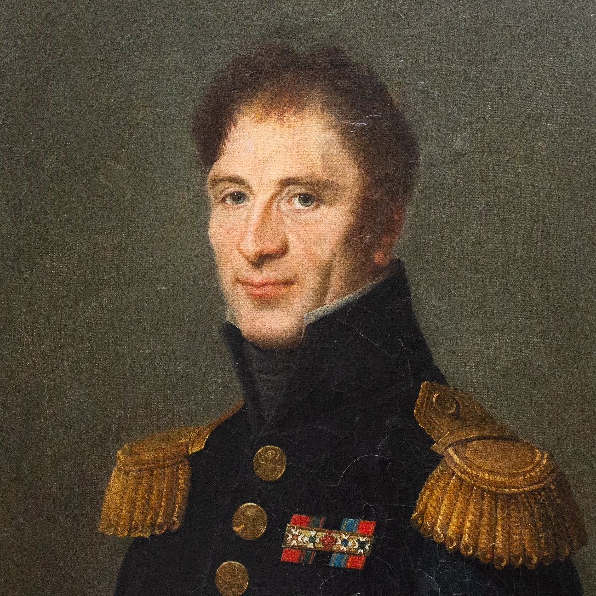 “portrait Of An Imperial Navy Officer,” Oil On Canvas, 19th Century-photo-1