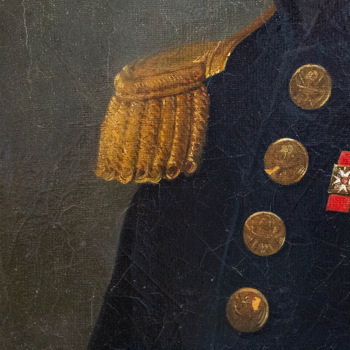 “portrait Of An Imperial Navy Officer,” Oil On Canvas, 19th Century-photo-3
