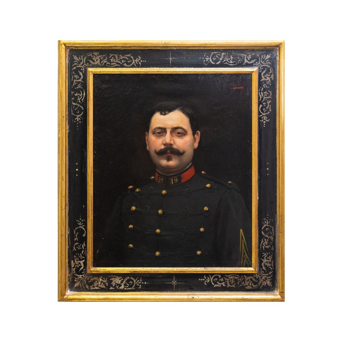Louis Hierle, « Portrait d'un officier du 19e régiment », huile sur toile, signé, 1897-photo-2